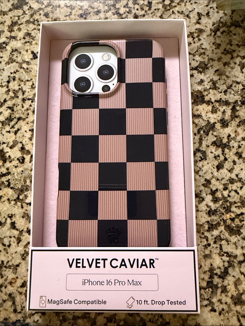 Velvet Caviar Checkerboard iPhone 16 Pro Max Case - Pink & Black